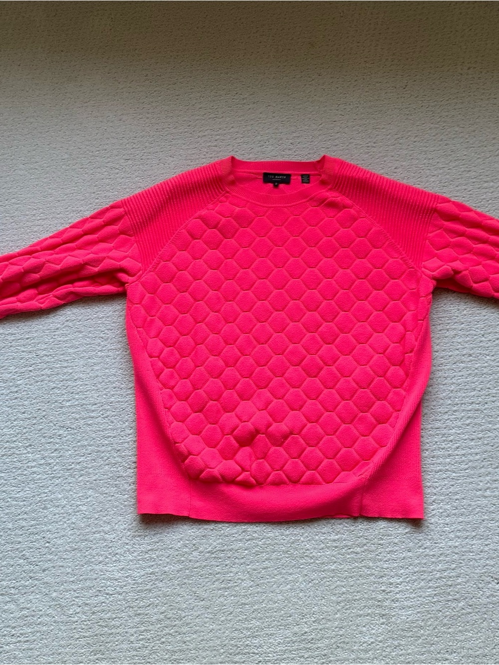Ted Baker Bright Pink Quilted Knit Sweater